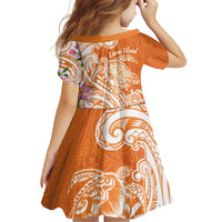 Aloha Lanai Island Personalized Family Matching Summer Maxi Dress and Hawaiian Shirt Orange Dreamy Turtle LT7 - Polynesian Pride
