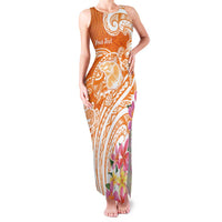 Aloha Lanai Island Personalized Family Matching Tank Maxi Dress and Hawaiian Shirt Orange Dreamy Turtle LT7 Mom's Dress Orange - Polynesian Pride