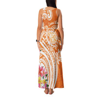 Aloha Lanai Island Personalized Family Matching Tank Maxi Dress and Hawaiian Shirt Orange Dreamy Turtle LT7 - Polynesian Pride