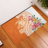 Aloha Lanai Island Personalized Rubber Doormat Orange Dreamy Turtle