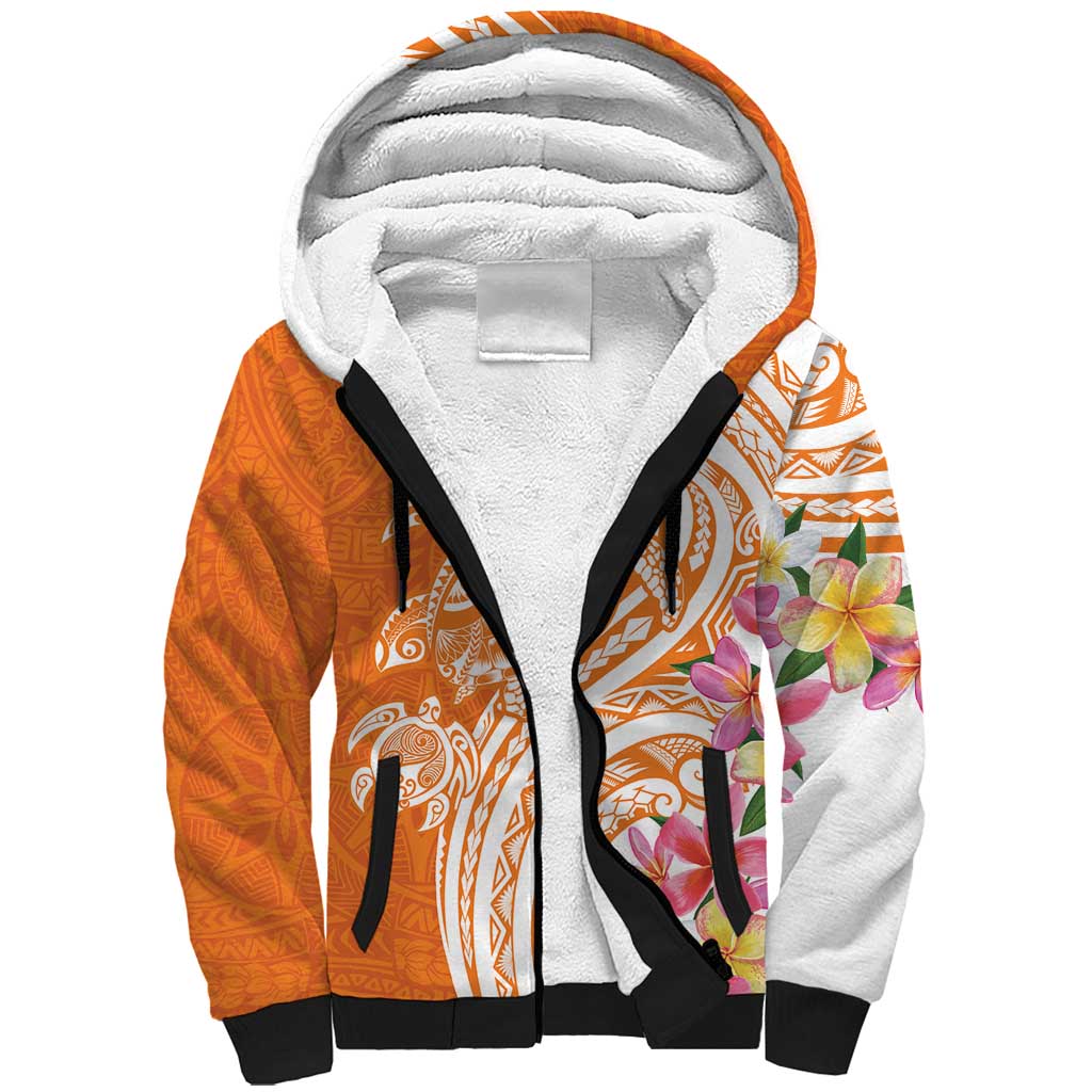 Aloha Lanai Island Personalized Sherpa Hoodie Orange Dreamy Turtle LT7 Unisex Orange - Polynesian Pride