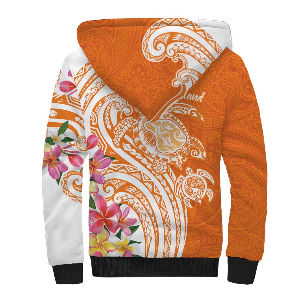 Aloha Lanai Island Personalized Sherpa Hoodie Orange Dreamy Turtle LT7 - Polynesian Pride