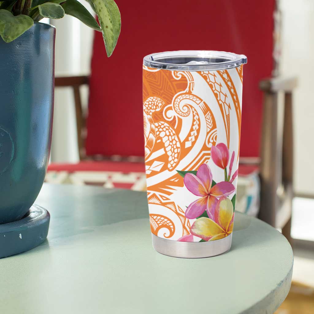 Aloha Lanai Island Personalized Tumbler Cup Orange Dreamy Turtle