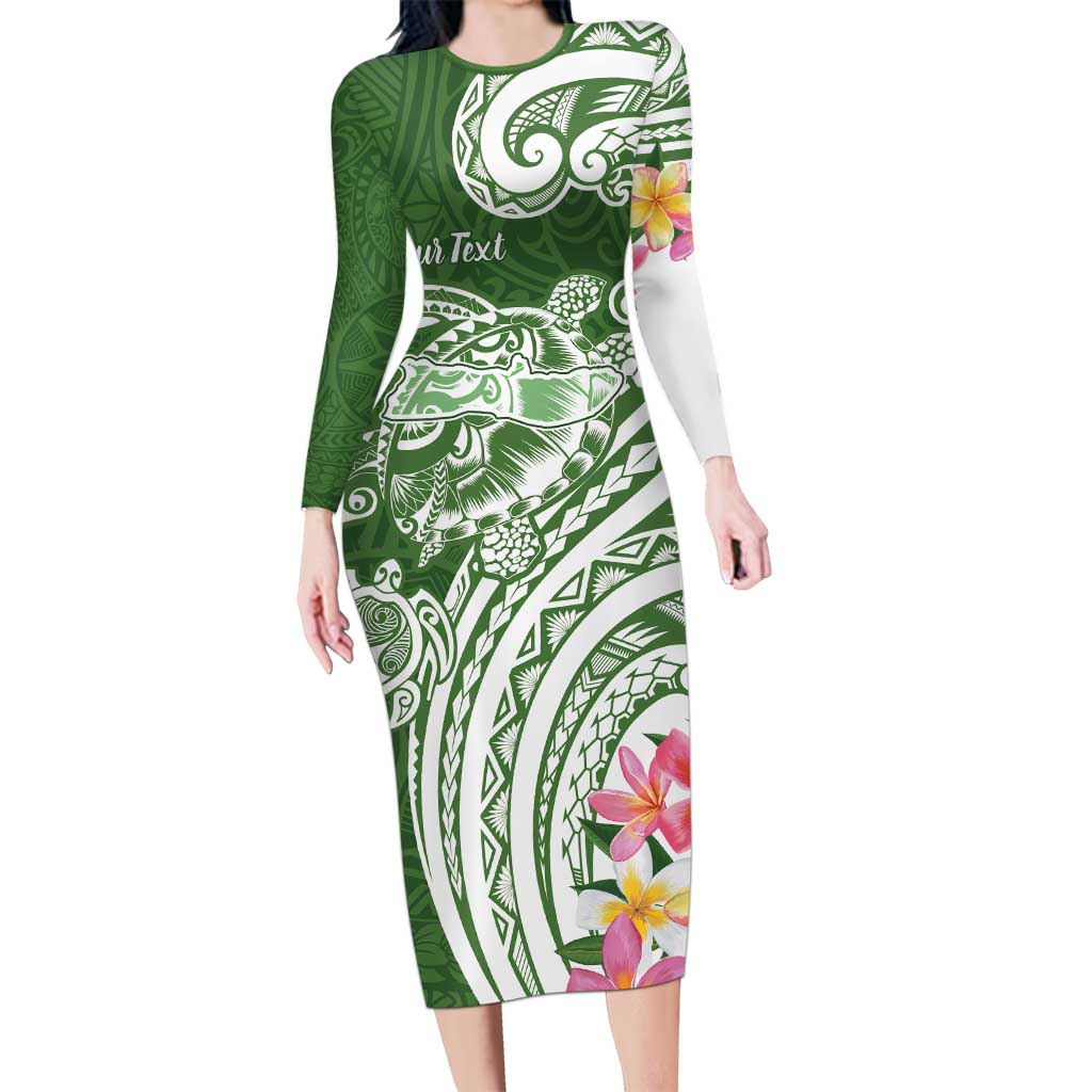 Aloha Molokai Island Personalized Family Matching Long Sleeve Bodycon Dress and Hawaiian Shirt Sage Dreamy Turtle LT7 Mom's Dress Sage Green - Polynesian Pride