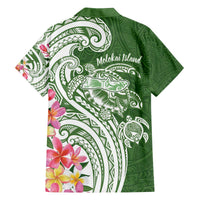 Aloha Molokai Island Personalized Family Matching Off The Shoulder Long Sleeve Dress and Hawaiian Shirt Sage Dreamy Turtle LT7 - Polynesian Pride
