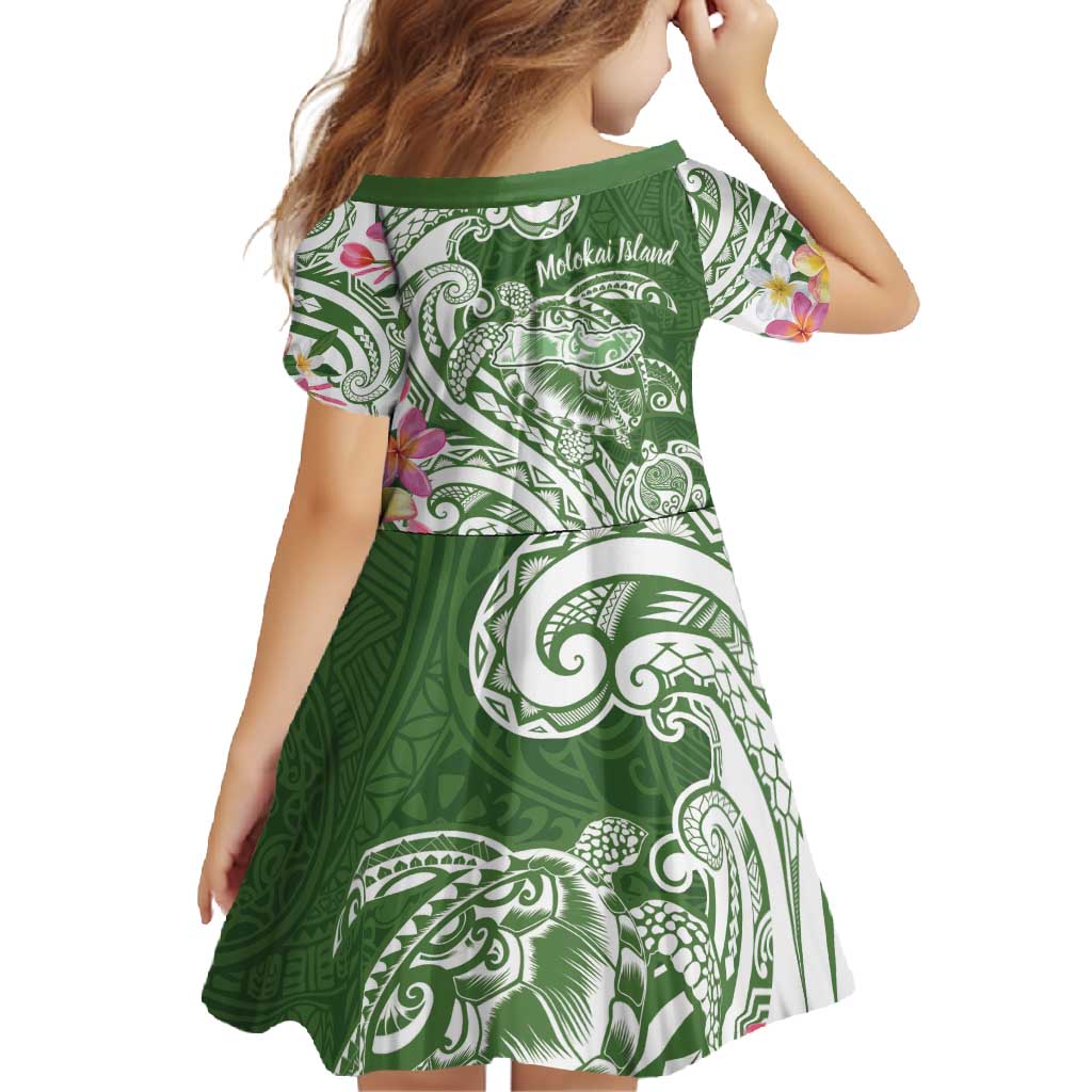 Aloha Molokai Island Personalized Family Matching Off Shoulder Maxi Dress and Hawaiian Shirt Sage Dreamy Turtle LT7 - Polynesian Pride