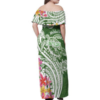 Aloha Molokai Island Personalized Family Matching Off Shoulder Maxi Dress and Hawaiian Shirt Sage Dreamy Turtle LT7 - Polynesian Pride