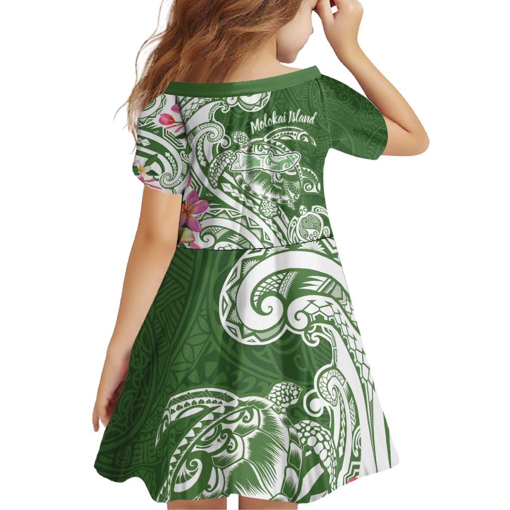 Aloha Molokai Island Personalized Family Matching Off Shoulder Short Dress and Hawaiian Shirt Sage Dreamy Turtle LT7 - Polynesian Pride