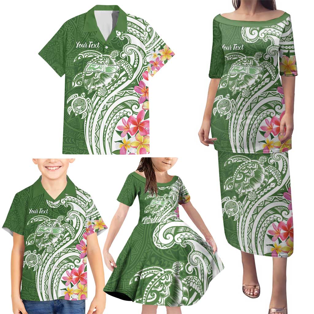 Aloha Molokai Island Personalized Family Matching Puletasi and Hawaiian Shirt Sage Dreamy Turtle LT7 - Polynesian Pride