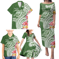 Aloha Molokai Island Personalized Family Matching Puletasi and Hawaiian Shirt Sage Dreamy Turtle LT7 - Polynesian Pride