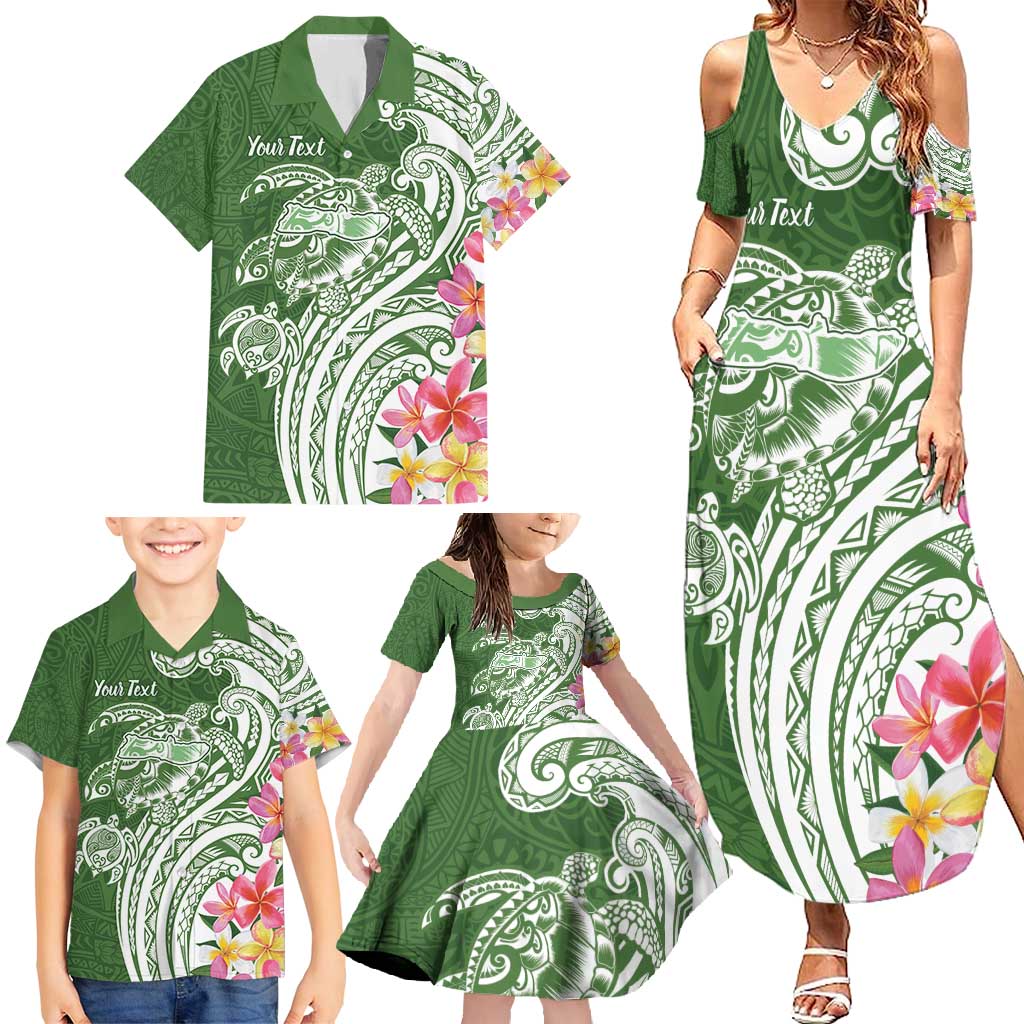 Aloha Molokai Island Personalized Family Matching Summer Maxi Dress and Hawaiian Shirt Sage Dreamy Turtle LT7 - Polynesian Pride