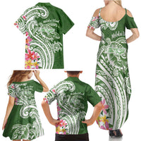 Aloha Molokai Island Personalized Family Matching Summer Maxi Dress and Hawaiian Shirt Sage Dreamy Turtle LT7 - Polynesian Pride
