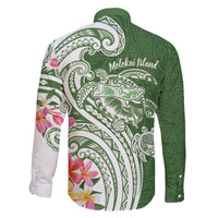 Aloha Molokai Island Personalized Family Matching Summer Maxi Dress and Hawaiian Shirt Sage Dreamy Turtle LT7 - Polynesian Pride