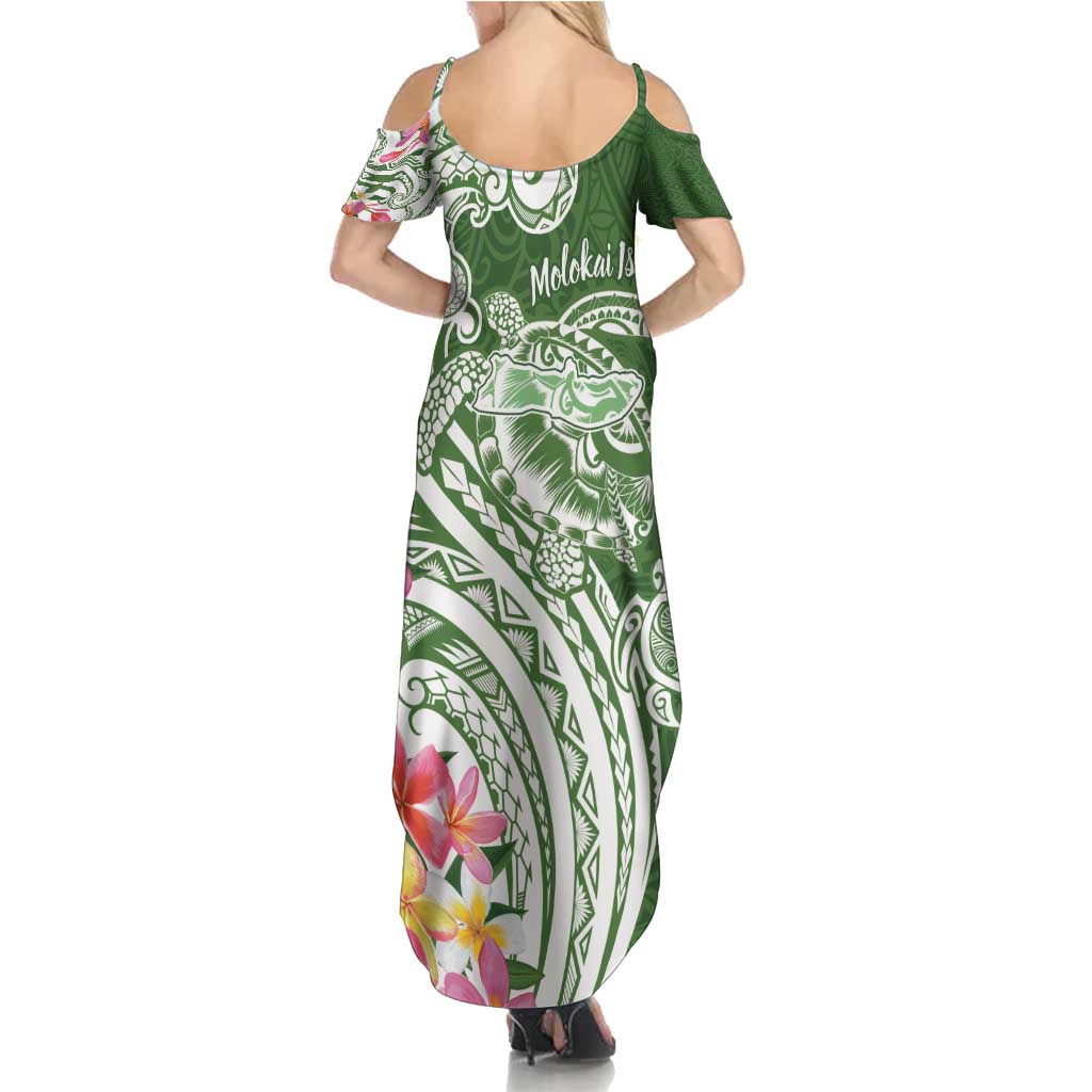 Aloha Molokai Island Personalized Family Matching Summer Maxi Dress and Hawaiian Shirt Sage Dreamy Turtle LT7 - Polynesian Pride