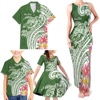 Aloha Molokai Island Personalized Family Matching Tank Maxi Dress and Hawaiian Shirt Sage Dreamy Turtle LT7 - Polynesian Pride