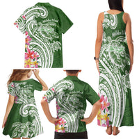 Aloha Molokai Island Personalized Family Matching Tank Maxi Dress and Hawaiian Shirt Sage Dreamy Turtle LT7 - Polynesian Pride