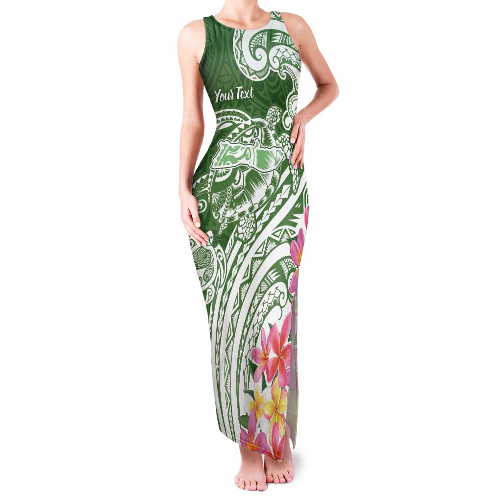 Aloha Molokai Island Personalized Family Matching Tank Maxi Dress and Hawaiian Shirt Sage Dreamy Turtle LT7 Mom's Dress Sage Green - Polynesian Pride