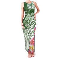 Aloha Molokai Island Personalized Family Matching Tank Maxi Dress and Hawaiian Shirt Sage Dreamy Turtle LT7 Mom's Dress Sage Green - Polynesian Pride