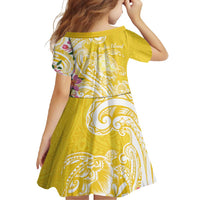 Aloha Oahu Island Personalized Family Matching Long Sleeve Bodycon Dress and Hawaiian Shirt Yellow Dreamy Turtle LT7 - Polynesian Pride