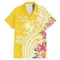 Aloha Oahu Island Personalized Family Matching Mermaid Dress and Hawaiian Shirt Yellow Dreamy Turtle LT7 Dad's Shirt - Short Sleeve Yellow - Polynesian Pride