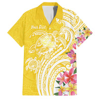 Aloha Oahu Island Personalized Family Matching Puletasi and Hawaiian Shirt Yellow Dreamy Turtle LT7 Dad's Shirt - Short Sleeve Yellow - Polynesian Pride