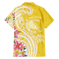 Aloha Oahu Island Personalized Family Matching Puletasi and Hawaiian Shirt Yellow Dreamy Turtle LT7 - Polynesian Pride