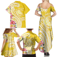 Aloha Oahu Island Personalized Family Matching Summer Maxi Dress and Hawaiian Shirt Yellow Dreamy Turtle LT7 - Polynesian Pride