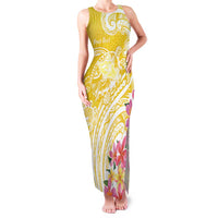 Aloha Oahu Island Personalized Family Matching Tank Maxi Dress and Hawaiian Shirt Yellow Dreamy Turtle LT7 Mom's Dress Yellow - Polynesian Pride