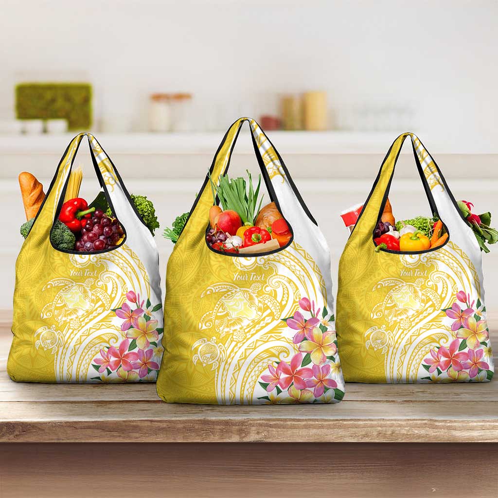 Aloha Oahu Island Personalized Grocery Bag Yellow Dreamy Turtle