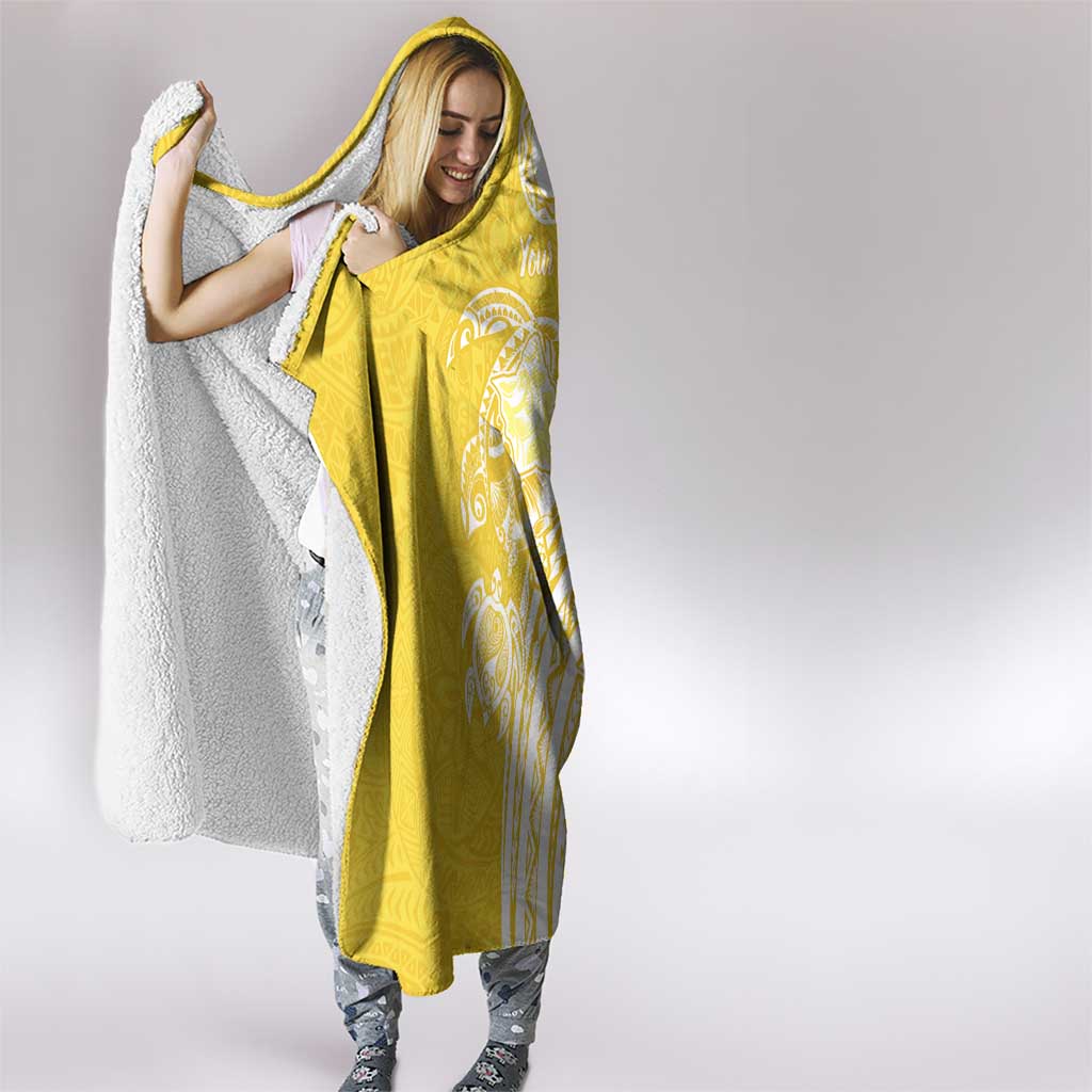 Aloha Oahu Island Personalized Hooded Blanket Yellow Dreamy Turtle