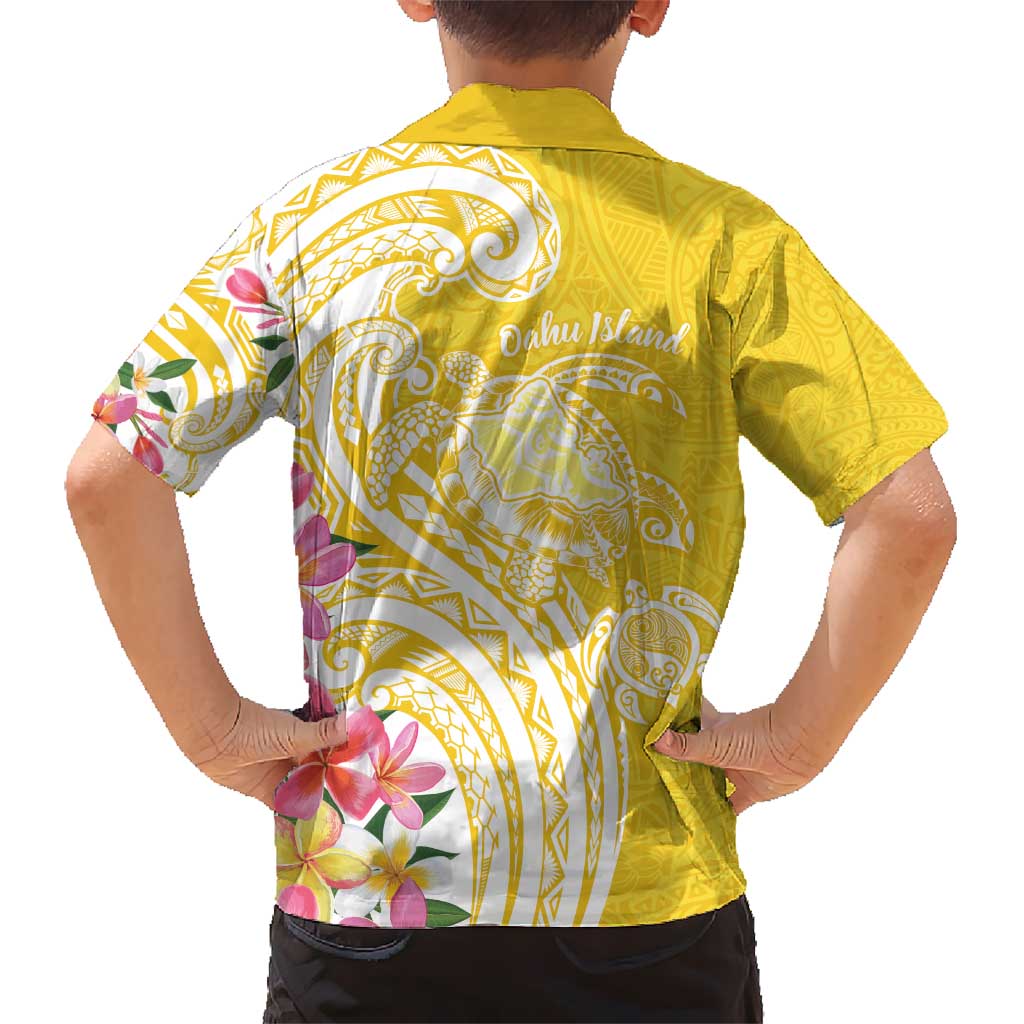 Aloha Oahu Island Personalized Kid Hawaiian Shirt Yellow Dreamy Turtle LT7 - Polynesian Pride