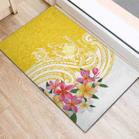 Aloha Oahu Island Personalized Rubber Doormat Yellow Dreamy Turtle