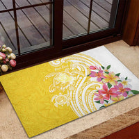 Aloha Oahu Island Personalized Rubber Doormat Yellow Dreamy Turtle