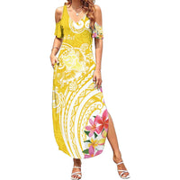 Aloha Oahu Island Personalized Summer Maxi Dress Yellow Dreamy Turtle LT7 Women Yellow - Polynesian Pride
