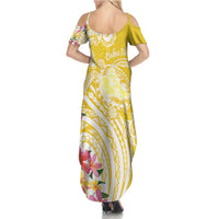 Aloha Oahu Island Personalized Summer Maxi Dress Yellow Dreamy Turtle LT7 - Polynesian Pride