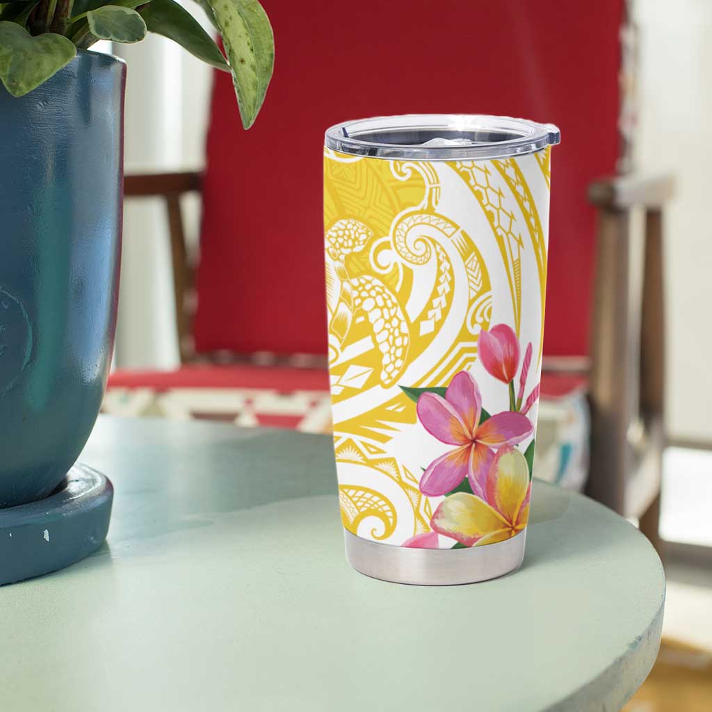 Aloha Oahu Island Personalized Tumbler Cup Yellow Dreamy Turtle