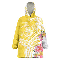 Aloha Oahu Island Personalized Wearable Blanket Hoodie Yellow Dreamy Turtle LT7 One Size Yellow - Polynesian Pride