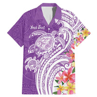 Aloha Kauai Island Personalized Family Matching Mermaid Dress and Hawaiian Shirt Lilac Dreamy Turtle LT7 Dad's Shirt - Short Sleeve Lilac - Polynesian Pride