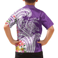 Aloha Kauai Island Personalized Family Matching Off Shoulder Maxi Dress and Hawaiian Shirt Lilac Dreamy Turtle LT7 - Polynesian Pride
