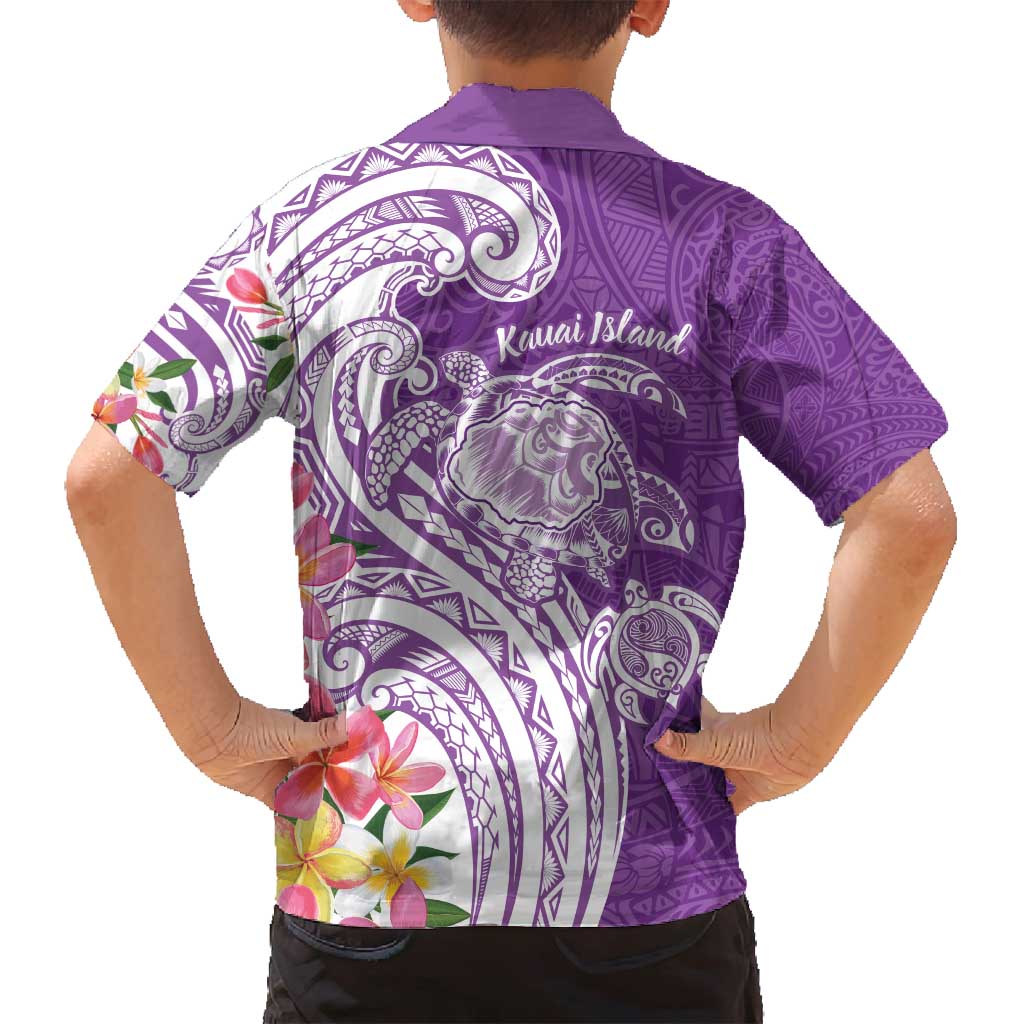 Aloha Kauai Island Personalized Family Matching Off Shoulder Short Dress and Hawaiian Shirt Lilac Dreamy Turtle LT7 - Polynesian Pride