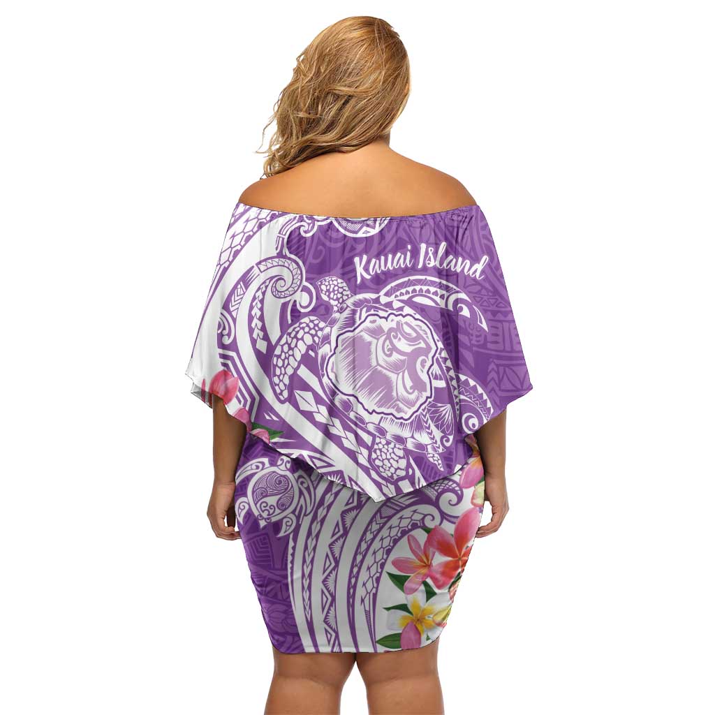 Aloha Kauai Island Personalized Family Matching Off Shoulder Short Dress and Hawaiian Shirt Lilac Dreamy Turtle LT7 - Polynesian Pride