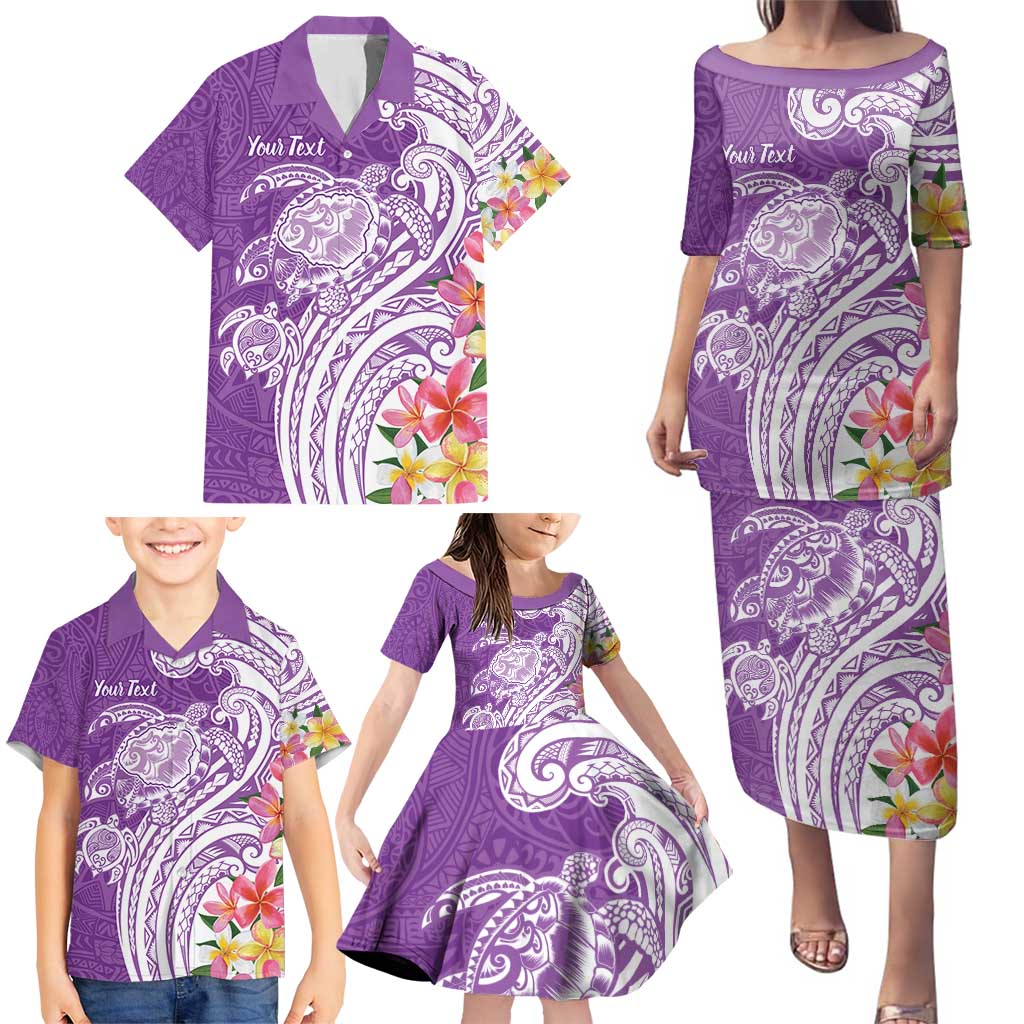 Aloha Kauai Island Personalized Family Matching Puletasi and Hawaiian Shirt Lilac Dreamy Turtle LT7 - Polynesian Pride