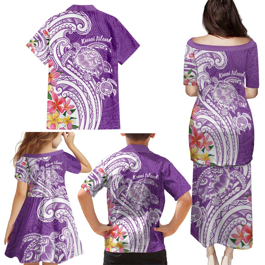 Aloha Kauai Island Personalized Family Matching Puletasi and Hawaiian Shirt Lilac Dreamy Turtle LT7 - Polynesian Pride