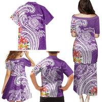 Aloha Kauai Island Personalized Family Matching Puletasi and Hawaiian Shirt Lilac Dreamy Turtle LT7 - Polynesian Pride