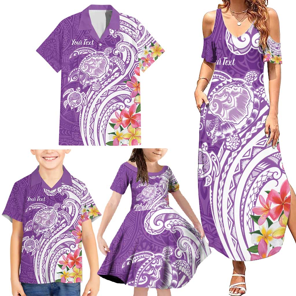 Aloha Kauai Island Personalized Family Matching Summer Maxi Dress and Hawaiian Shirt Lilac Dreamy Turtle LT7 - Polynesian Pride