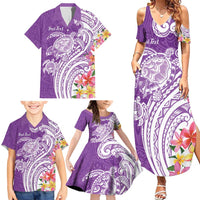 Aloha Kauai Island Personalized Family Matching Summer Maxi Dress and Hawaiian Shirt Lilac Dreamy Turtle LT7 - Polynesian Pride