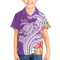Aloha Kauai Island Personalized Family Matching Summer Maxi Dress and Hawaiian Shirt Lilac Dreamy Turtle LT7 Son's Shirt Lilac - Polynesian Pride