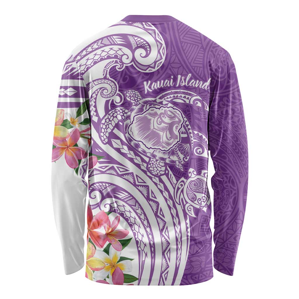 Aloha Kauai Island Personalized Long Sleeve Shirt Lilac Dreamy Turtle