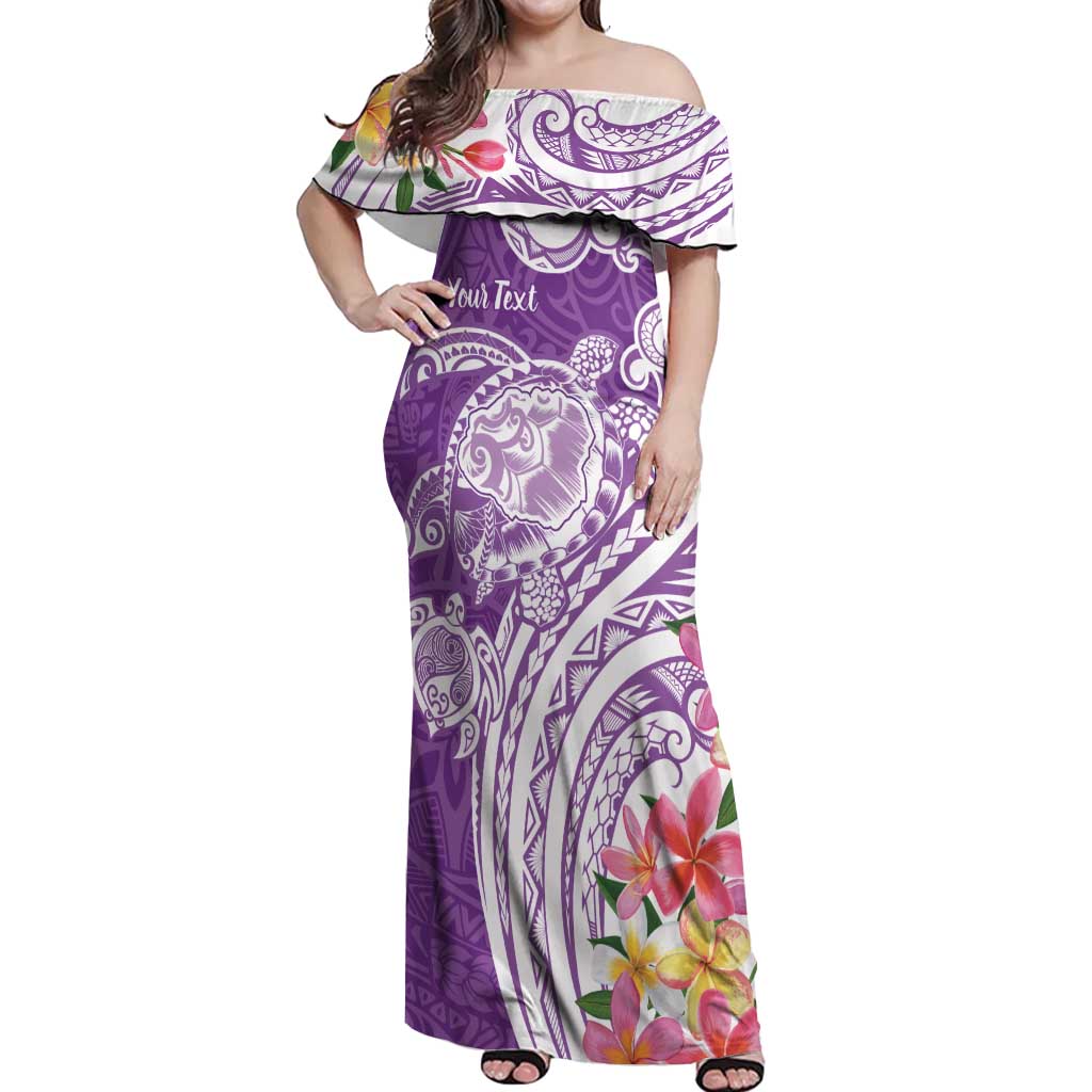 Aloha Kauai Island Personalized Off Shoulder Maxi Dress Lilac Dreamy Turtle LT7 Women Lilac - Polynesian Pride