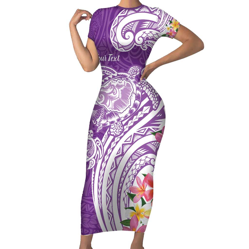 Aloha Kauai Island Personalized Short Sleeve Bodycon Dress Lilac Dreamy Turtle LT7 Long Dress Lilac - Polynesian Pride